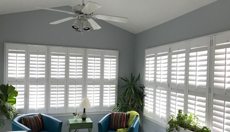 Chicago living room with fan and shutters